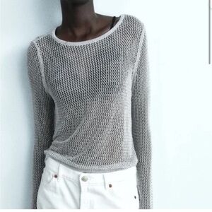 NWT Zara metallic crew neck sliver mesh knit size M
🚨PRICE FIRM NO DISCOUNT